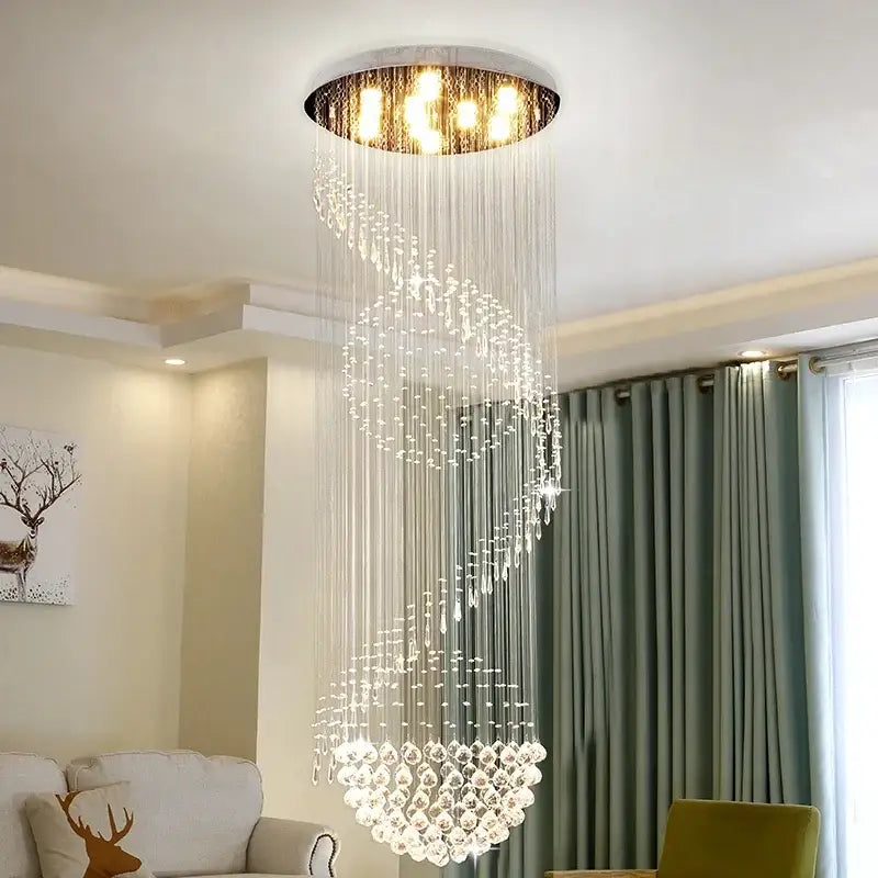 Modern spiral crystal staircase chandelier for living room