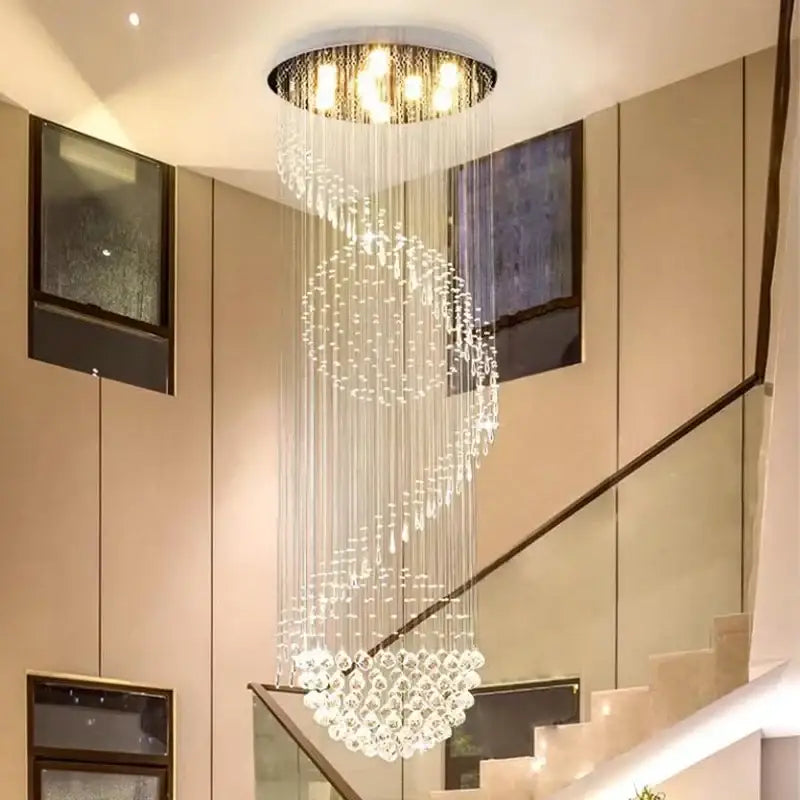 Modern spiral crystal staircase chandelier for living room