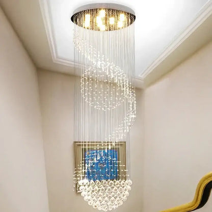 Modern spiral crystal staircase chandelier for living room
