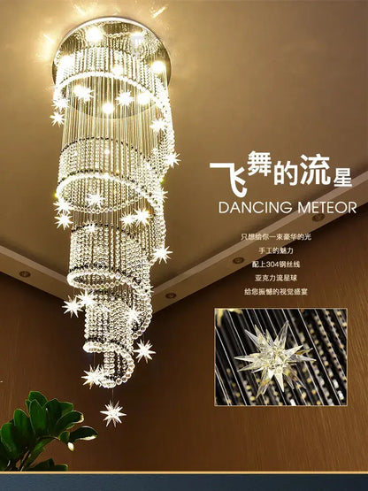 Modern spiral crystal star led chandelier living room light