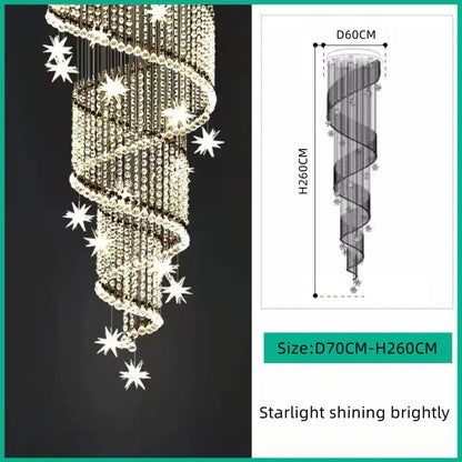 Modern spiral crystal star led chandelier living room light