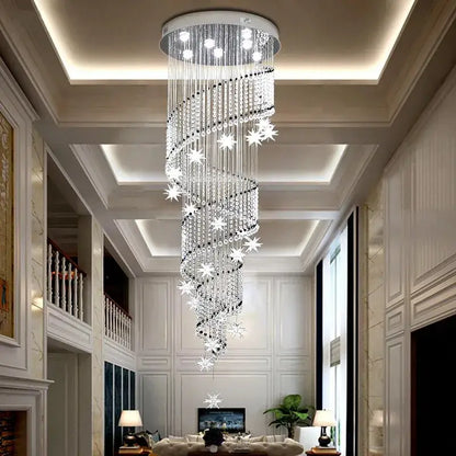 Modern spiral crystal star led chandelier living room light