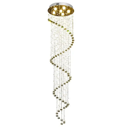 Modern spiral crystal chandelier for living room staircase