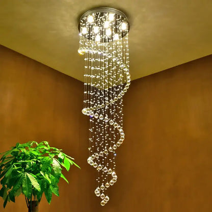 Modern spiral crystal chandelier for living room staircase