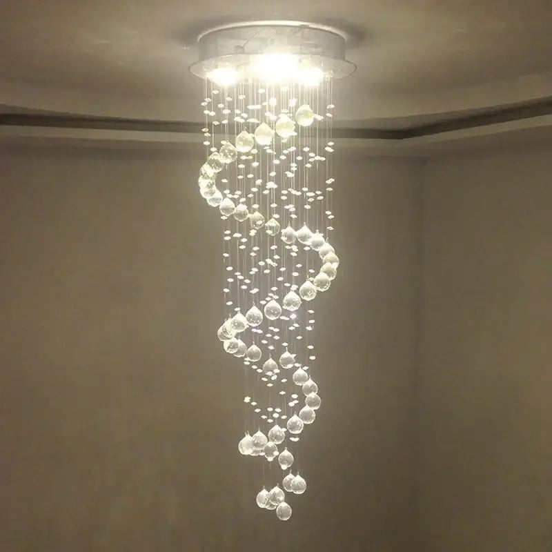 Modern spiral crystal chandelier for living room staircase