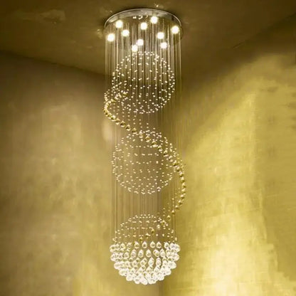 Modern spiral crystal led chandelier dining room light