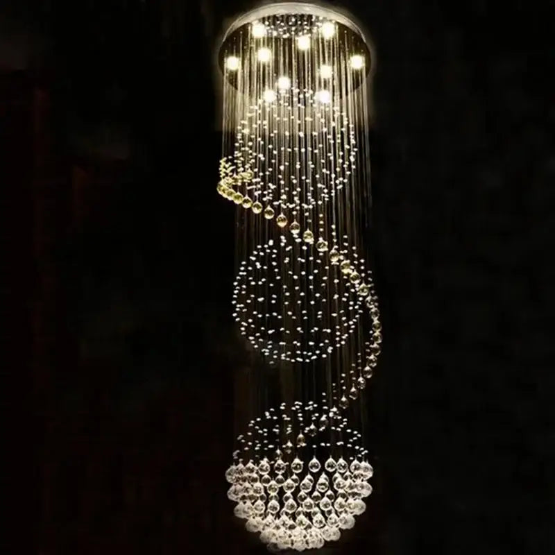 Modern spiral crystal led chandelier dining room light