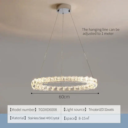 Modern spiral interlocking crystal chandelier living room