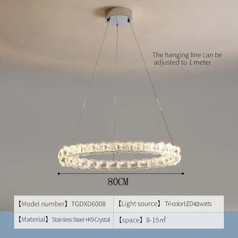 Modern spiral interlocking crystal chandelier living room