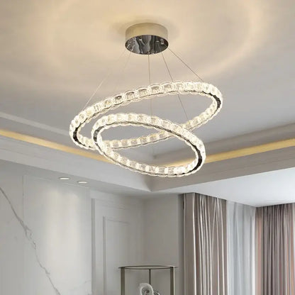 Modern spiral interlocking crystal chandelier living room