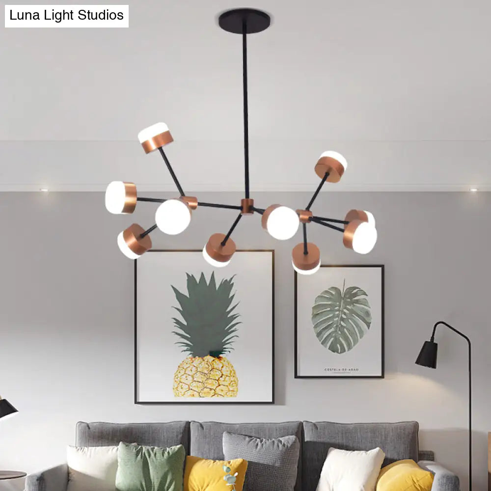 DecorBites™ Modern Sputnik Gold Pendant Light for Bedroom - Acrylic, 10/12-Head, Ceiling Island Drop
