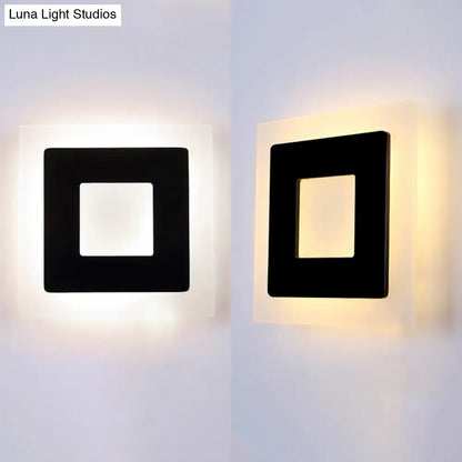 Modern square acrylic led wall sconce black & off-white living room