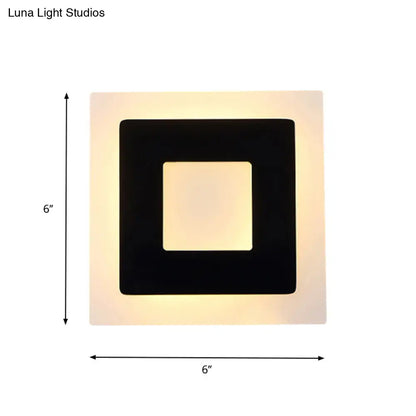 Modern square acrylic led wall sconce black & off-white living room