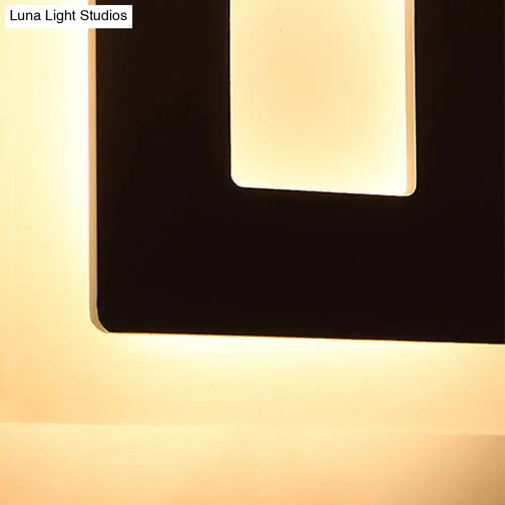 Modern square acrylic led wall sconce black & off-white living room