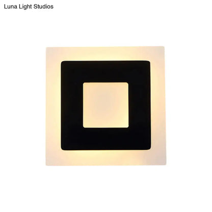 Modern square acrylic led wall sconce black & off-white living room
