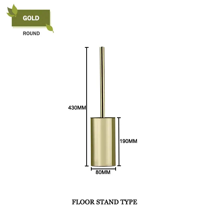 Modern square and round gold toilet brush set bathroom wall mount
