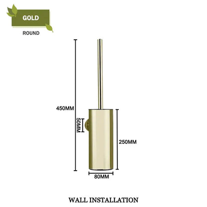 Modern square and round gold toilet brush set bathroom wall mount
