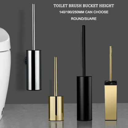 Modern square and round gold toilet brush set bathroom wall mount