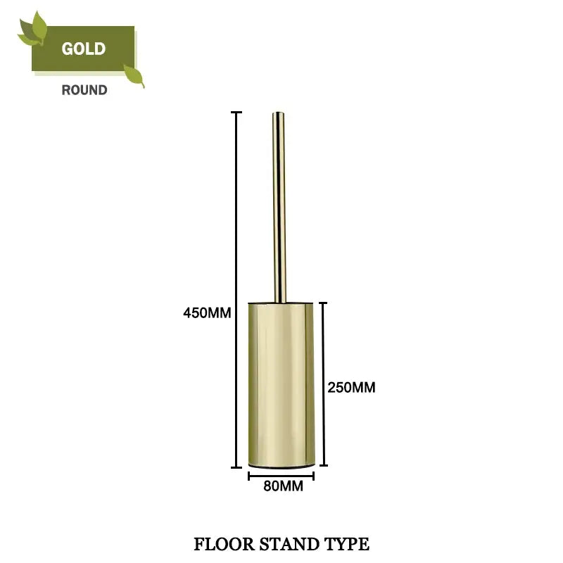 Modern square and round gold toilet brush set bathroom wall mount