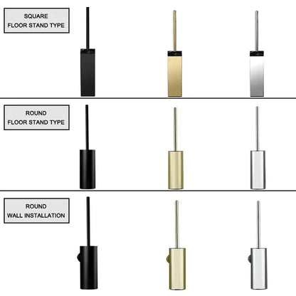 Modern square and round gold toilet brush set bathroom wall mount