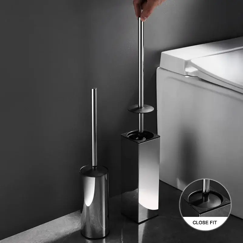 Modern square and round gold toilet brush set bathroom wall mount