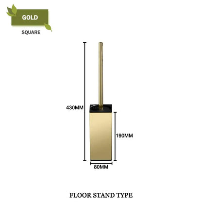 Modern square and round gold toilet brush set bathroom wall mount