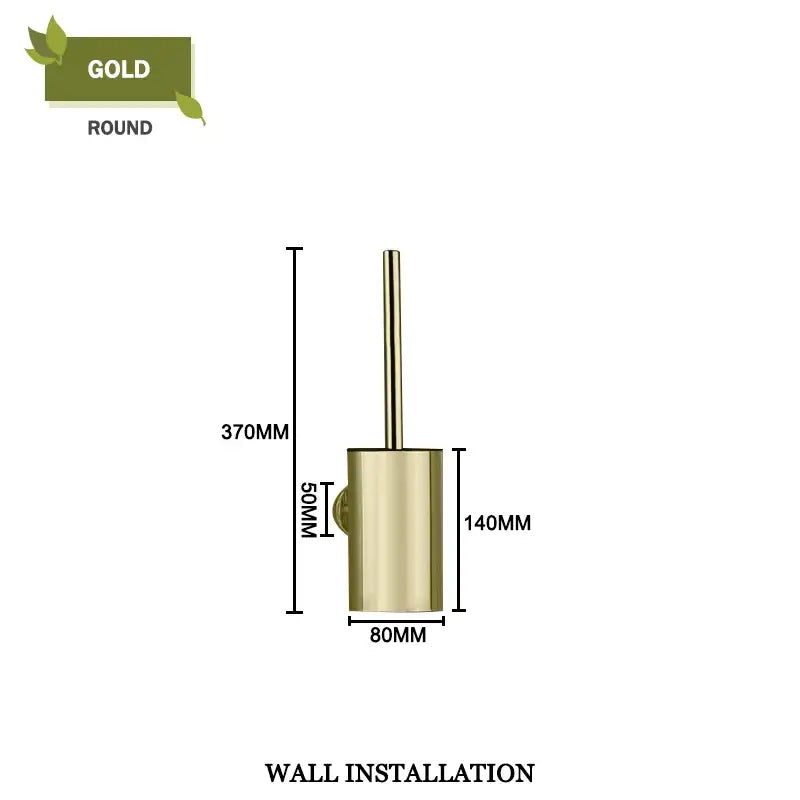 Modern square and round gold toilet brush set bathroom wall mount