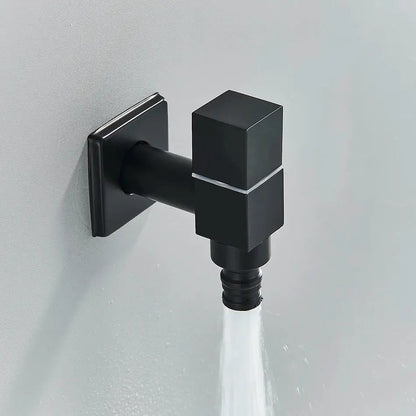 Modern square black brass wall mounted washing machine faucet garden