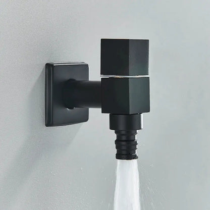 Modern square black brass wall mounted washing machine faucet garden