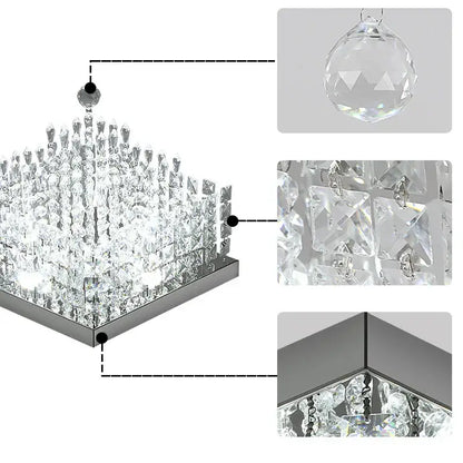Modern square black crystal led chandelier dining room ceiling lamp