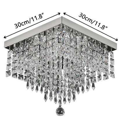 Modern square black crystal led chandelier dining room ceiling lamp