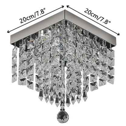 Modern square black crystal led chandelier dining room ceiling lamp