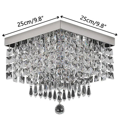 Modern square black crystal led chandelier dining room ceiling lamp