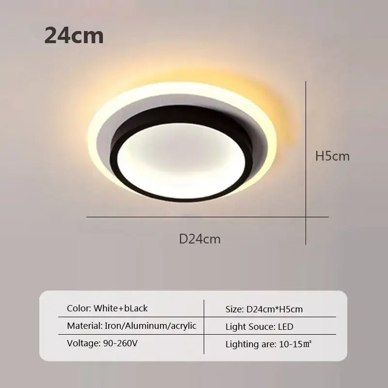Modern square black led ceiling light for bedroom