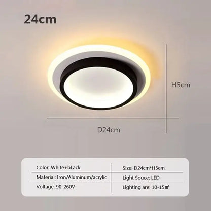 Modern square black led ceiling light for bedroom