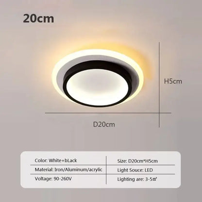Modern square black led ceiling light for bedroom