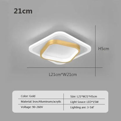 Modern square black led ceiling light for bedroom