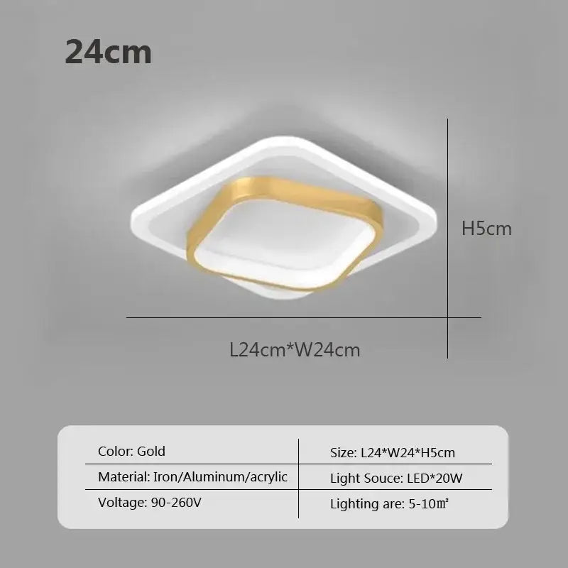 Modern square black led ceiling light for bedroom