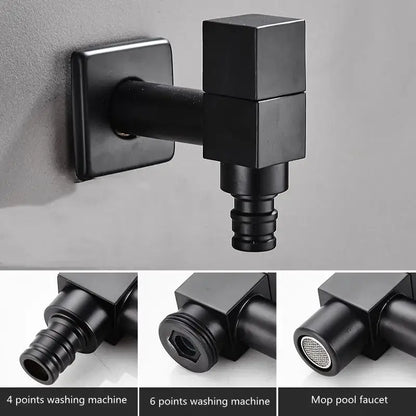 Modern square black wall mount washing machine tap garden faucet
