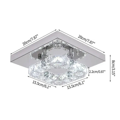 Modern square chrome crystal led ceiling chandelier living room light