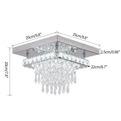 Modern square chrome crystal led ceiling chandelier living room light