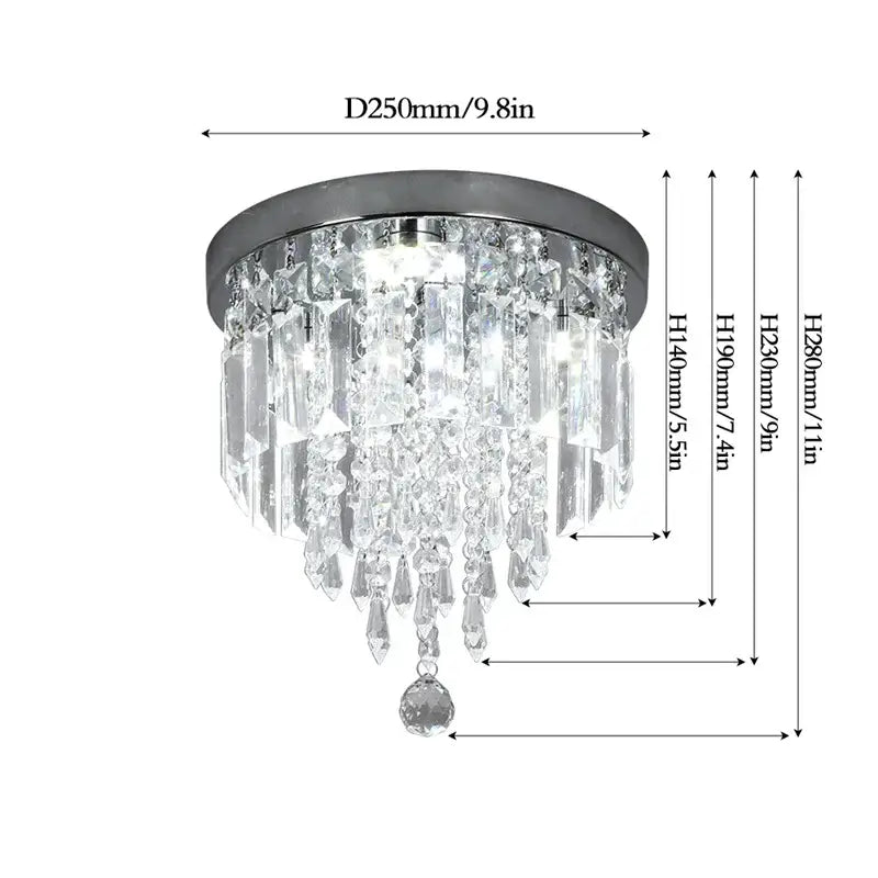 Modern square chrome crystal led ceiling chandelier living room light