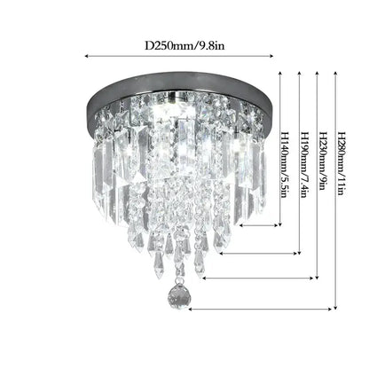Modern square chrome crystal led ceiling chandelier living room light