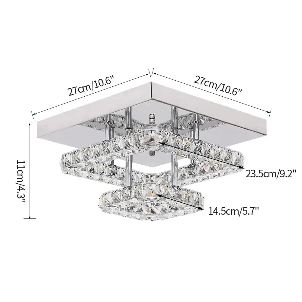 Modern square chrome crystal led ceiling chandelier living room light