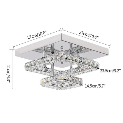 Modern square chrome crystal led ceiling chandelier living room light