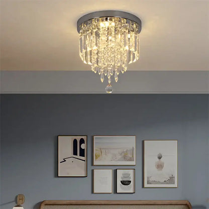 Modern square chrome crystal led ceiling chandelier living room light