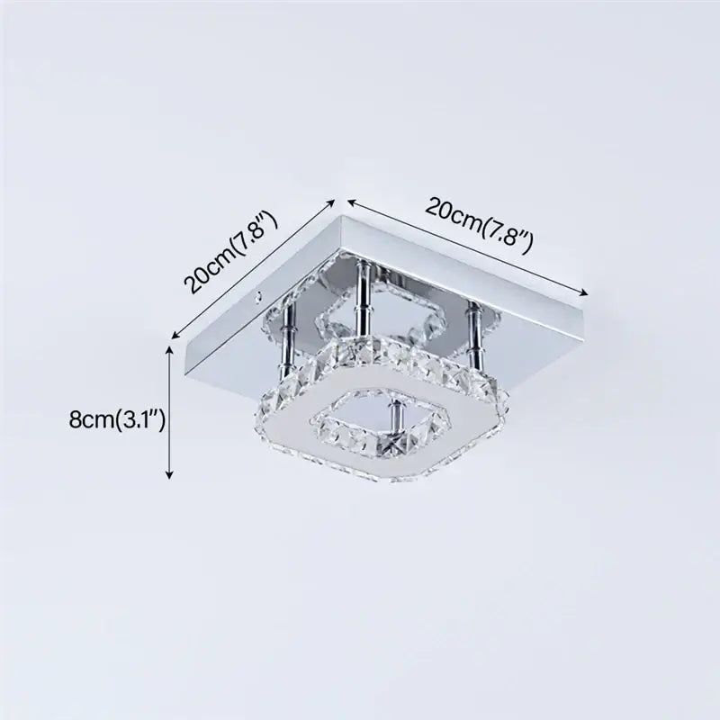 Modern square chrome crystal led ceiling chandelier living room light