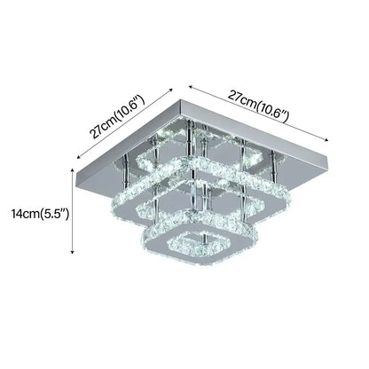 Modern square chrome crystal led ceiling chandelier living room light