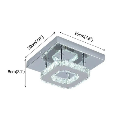Modern square chrome crystal led ceiling light bedroom chandelier