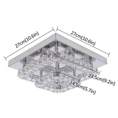 Modern square chrome crystal led ceiling light bedroom chandelier